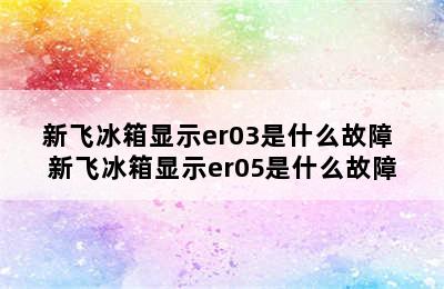 新飞冰箱显示er03是什么故障 新飞冰箱显示er05是什么故障